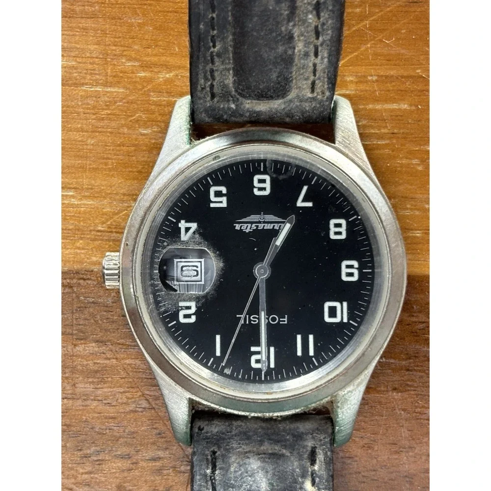 ⭐️Fossil Airmaster Black Dial on Stainless Bracelet Quartz Watch⭐️BI-1434⭐️